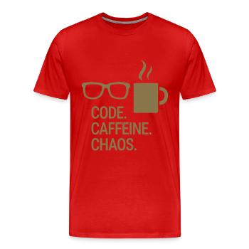 Code. Caféine. Chaos. - T-shirt bio Premium Homme - rouge - Devant - Damien (186cm)