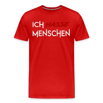 Ich hasse Menschen - Männer Premium Bio T-Shirt - Rot - Vorne - Damien (186cm)