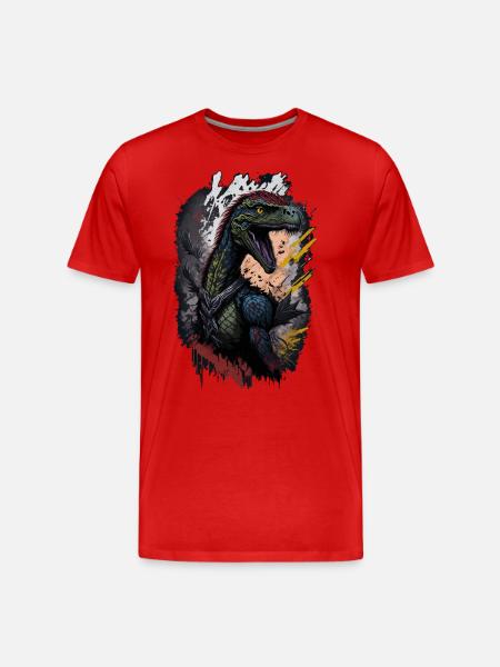 Velociraptor - Männer Premium Bio T-Shirt - Rot