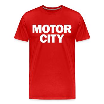 Motor City Graphic - Men's Premium Organic T-Shirt - red - Front - Damien (186cm)