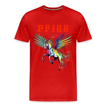 Roulez avec fierté Majestic Rainbow Pegasus Blood Red - T-shirt bio Premium Homme - rouge - Devant - Damien (186cm)