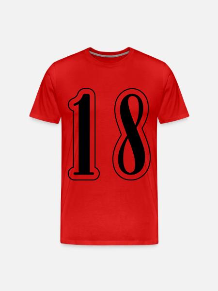 18 Simbolo numerico - Maglietta ecologica premium da uomo - rosso