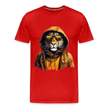 Streetstyle-Leopard | Leoparden-Liebhaber - Männer Premium Bio T-Shirt - Rot - Vorne - Damien (186cm)