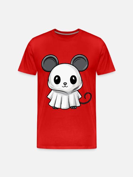 Mouse Halloween Comic Ghost - Men's Premium Organic T-Shirt - red