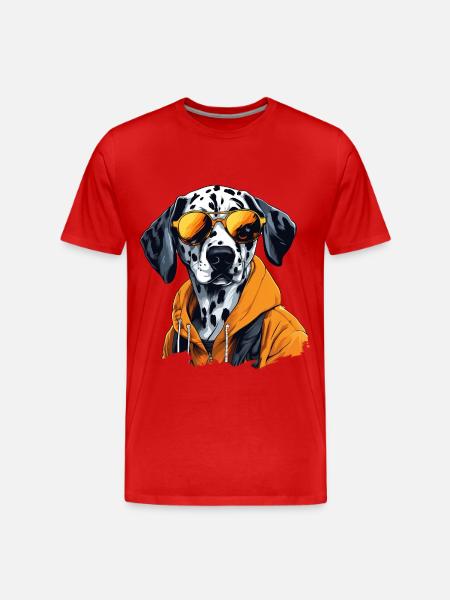 Hero Sketch | Dalmatian Firefighter - Men's Premium Organic T-Shirt - red
