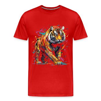 Wütender Tiger. Wut im Graffiti-Stil. - Männer Premium Bio T-Shirt - Rot - Vorne - Damien (186cm)