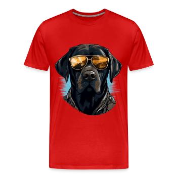 Urban Retriever: Streetwise Labrador Vibes - T-shirt bio Premium Homme - rouge - Devant - Damien (186cm)