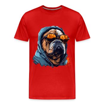 Urban Bulldog: Streetwise Bulldog Vibes - T-shirt bio Premium Homme - rouge - Devant - Damien (186cm)