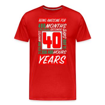 Familie 40 Jahre Geburtstag Monate Stunden - Männer Premium Bio T-Shirt - Rot - Vorne - Damien (186cm)