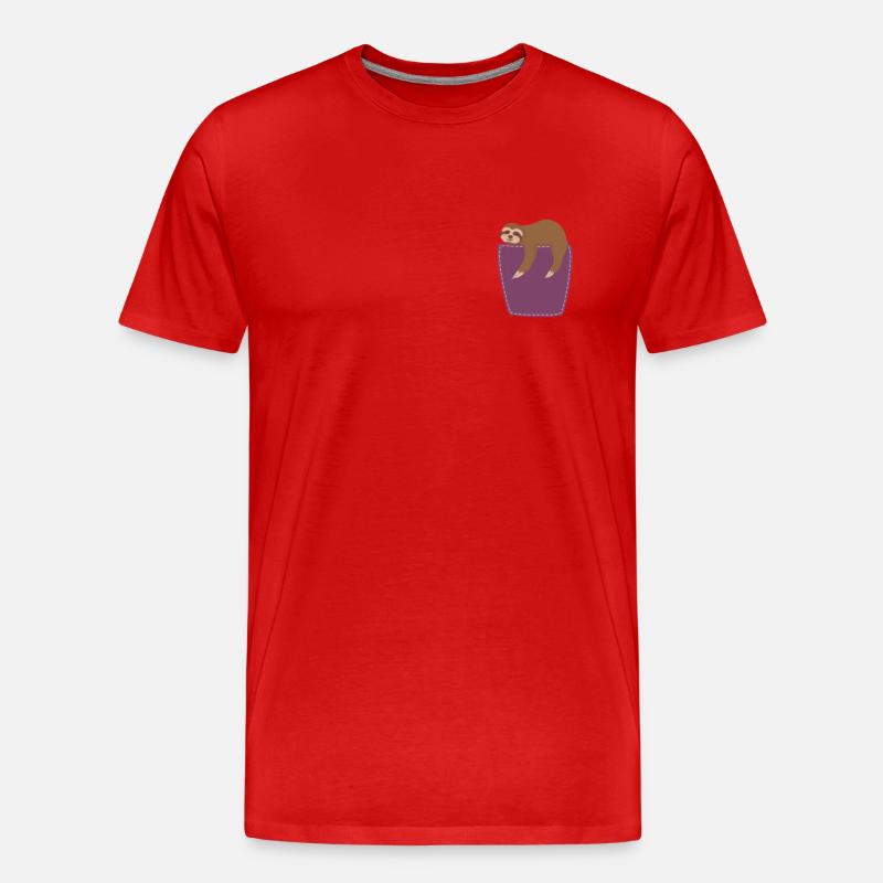 Faultier in der Brusttasche Sloth - Männer Premium Bio T-Shirt - Rot