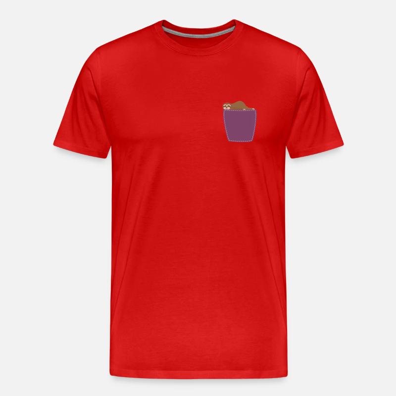 Faultier in der Brusttasche Sloth - Männer Premium Bio T-Shirt - Rot