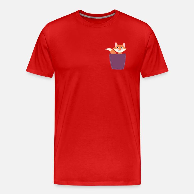 Fuchs in Brusttasche - Männer Premium Bio T-Shirt - Rot