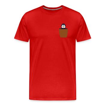 Penguin in breast pocket - Men's Premium Organic T-Shirt - red - Front - Damien (186cm)