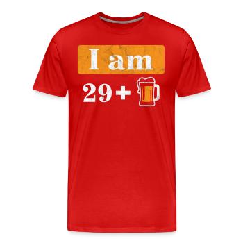 Ich bin 29 plus Bier 30. Geburtstag - Männer Premium Bio T-Shirt - Rot - Vorne - Damien (186cm)