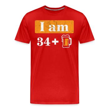 Ich bin 34 plus Bier 35. Geburtstag - Männer Premium Bio T-Shirt - Rot - Vorne - Damien (186cm)