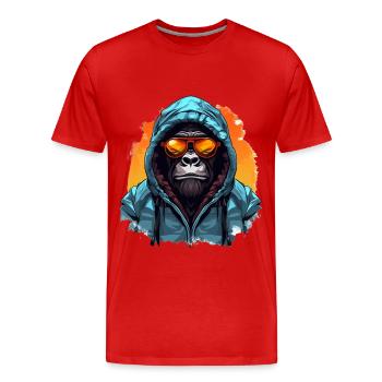 Streetstyle-Berggorilla | Gorilla-Liebhaber - Männer Premium Bio T-Shirt - Rot - Vorne - Damien (186cm)