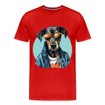 Chien de rue | Amoureux des chiens - T-shirt bio Premium Homme - rouge - Devant - Damien (186cm)