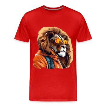 Streetstyle-Löwe | Löwen-Liebhaber - Männer Premium Bio T-Shirt - Rot - Vorne - Damien (186cm)