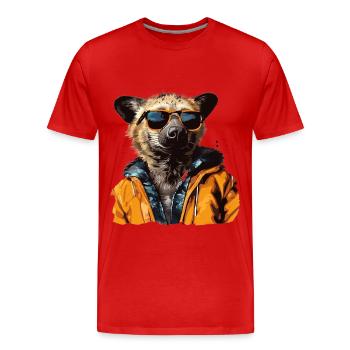 Hyène tachetée style de rue | Amoureux des hyènes - T-shirt bio Premium Homme - rouge - Devant - Damien (186cm)