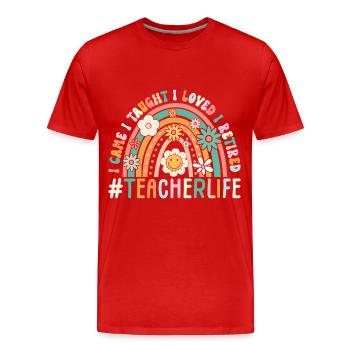 Enseignant à la retraite ! Vacances d’été pour toujours - T-shirt bio Premium Homme - rouge - Devant - Damien (186cm)