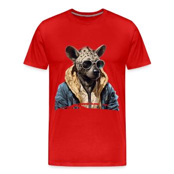 Hyène tachetée style de rue | Amoureux des hyènes - T-shirt bio Premium Homme - rouge - Devant - Damien (186cm)
