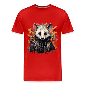 Graffiti animalier : ambiance urbaine d’opossum - T-shirt bio Premium Homme - rouge - Devant - Damien (186cm)
