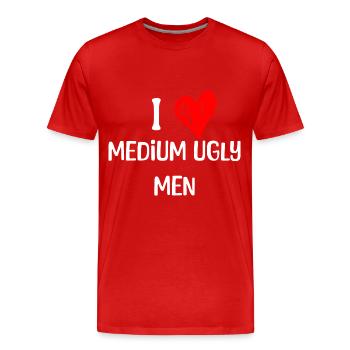 J’aime les hommes moyennement laids - T-shirt bio Premium Homme - rouge - Devant - Damien (186cm)