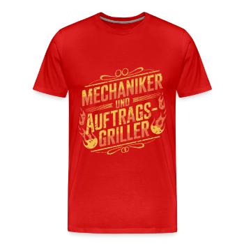 Mechaniker und Auftragsgriller - Männer Premium Bio T-Shirt - Rot - Vorne - Damien (186cm)
