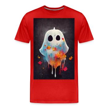 Cute Little Ghost Paint Splatter - Men's Premium Organic T-Shirt - red - Front - Damien (186cm)