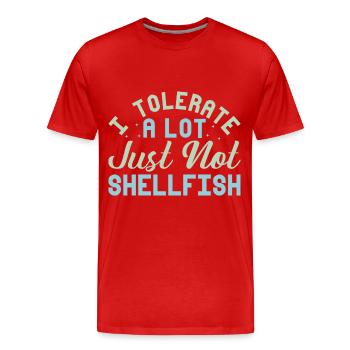Je tolère beaucoup de choses, mais pas les crustacés - T-shirt bio Premium Homme - rouge - Devant - Damien (186cm)