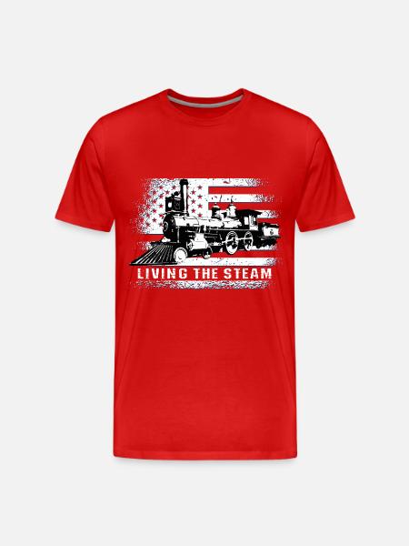 Togfører, amerikansk lokomotiv, USA-flag - Herre Premium T-shirt økologisk - rød