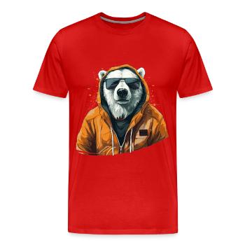 Streetstyle-Bär | Eisbären-Liebhaber - Männer Premium Bio T-Shirt - Rot - Vorne - Damien (186cm)