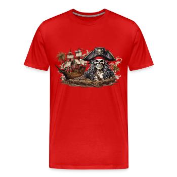 Voilier Pirate Capitaine Aventure Costume Design - T-shirt bio Premium Homme - rouge - Devant - Damien (186cm)
