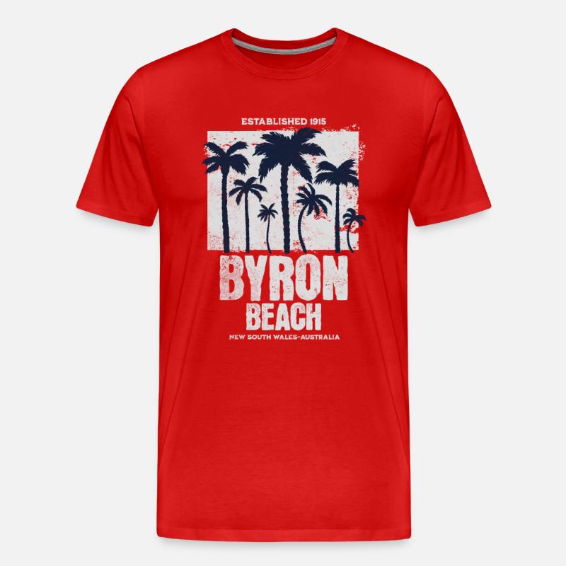 Byron Beach NSW Australia - T-shirt bio Premium Homme - rouge