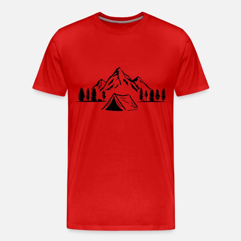 Camping Abenteuer, Berg und Wald - Männer Premium Bio T-Shirt - Rot