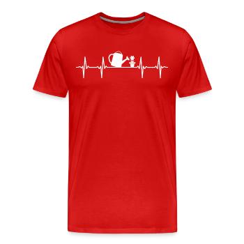 Jardinier coeur battement de jardin pépinière - T-shirt bio Premium Homme - rouge - Devant - Damien (186cm)
