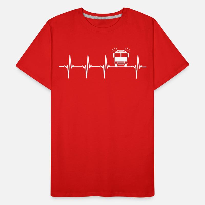 Firefighter heartbeat fire engine Men's Premium Organic T-Shirt
