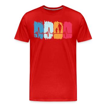 Father and Son Retro Heartbeat Gift Papa Son - Men's Premium Organic T-Shirt - red - Front - Damien (186cm)