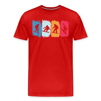 Snowboard rétro snowboarding - T-shirt bio Premium Homme - rouge - Devant - Damien (186cm)
