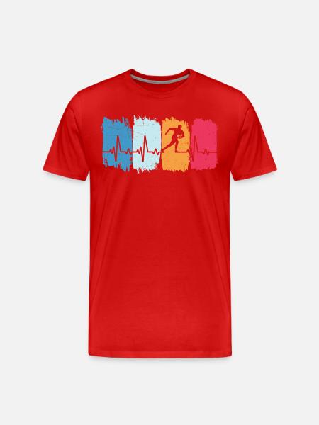 Rugby Retro Heartbeat Rugby Player - Men's Premium Organic T-Shirt - red