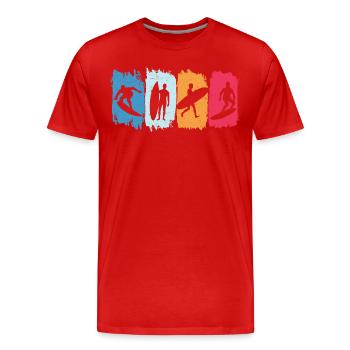 Surf Rétro Surfing Surfer Surfing - T-shirt bio Premium Homme - rouge - Devant - Damien (186cm)