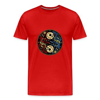 Yin Yang - Männer Premium Bio T-Shirt - Rot - Vorne - Damien (186cm)