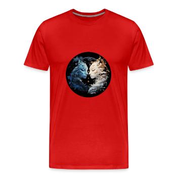 Yin Yang - Men's Premium Organic T-Shirt - red - Front - Damien (186cm)