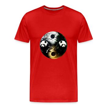 Yin Yang Panda - Männer Premium Bio T-Shirt - Rot - Vorne - Damien (186cm)