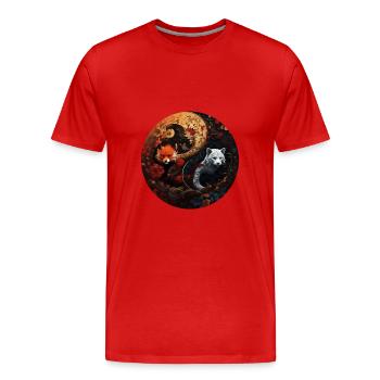 Yin Yang - Men's Premium Organic T-Shirt - red - Front - Damien (186cm)