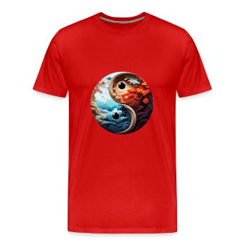 Yin Yang - Men's Premium Organic T-Shirt - red - Front - Damien (186cm)