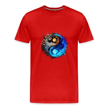 Yin Yang - Men's Premium Organic T-Shirt - red - Front - Damien (186cm)