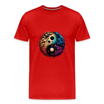 Yin Yang - Men's Premium Organic T-Shirt - red - Front - Damien (186cm)