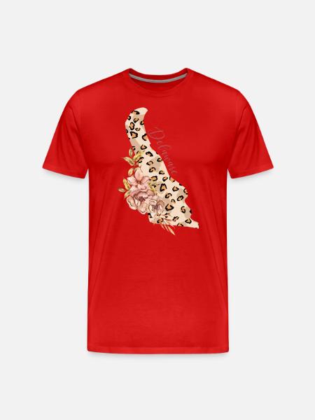 Leopard-muster Karte Staat Delaware - Männer Premium Bio T-Shirt - Rot