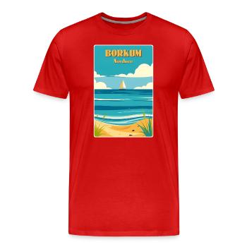 Borkum - Men's Premium Organic T-Shirt - red - Front - Damien (186cm)